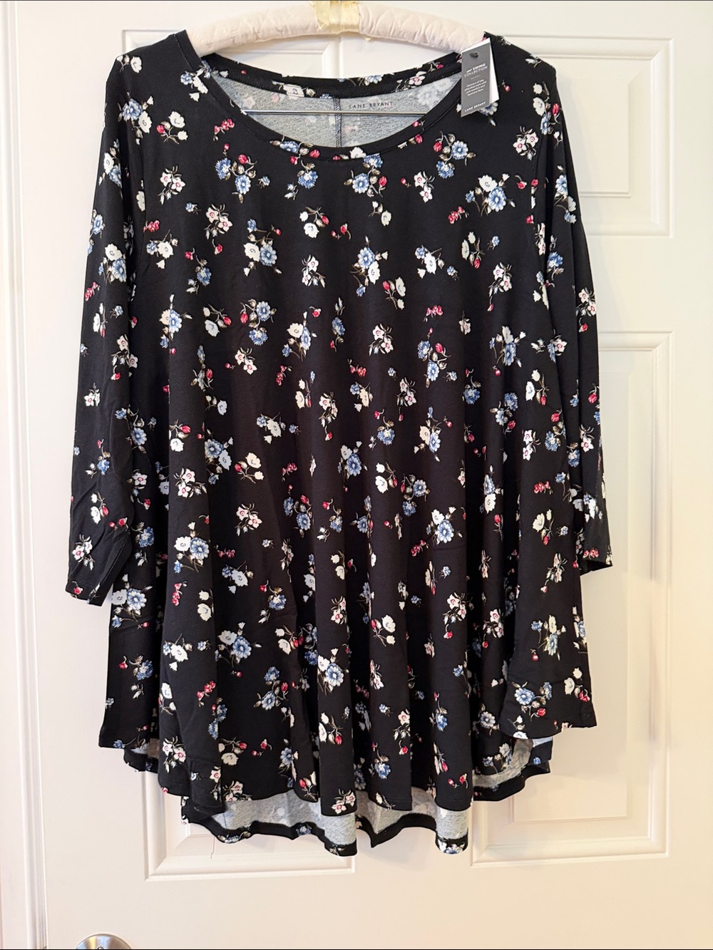 Lane Bryant Black Floral Scoop Neck Tunic